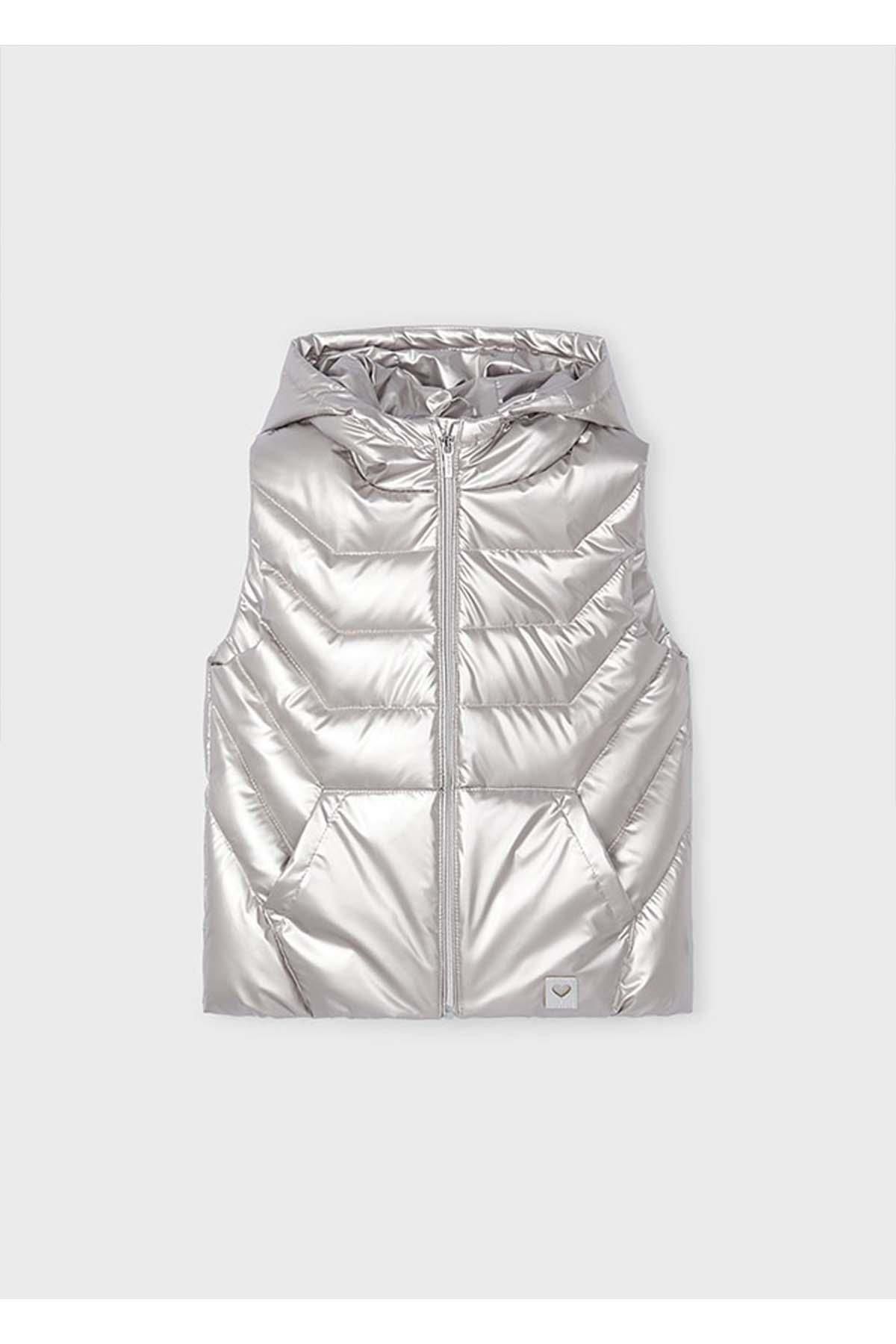 MAYORAL-Shiny Gray Winter Girl's Vest 1