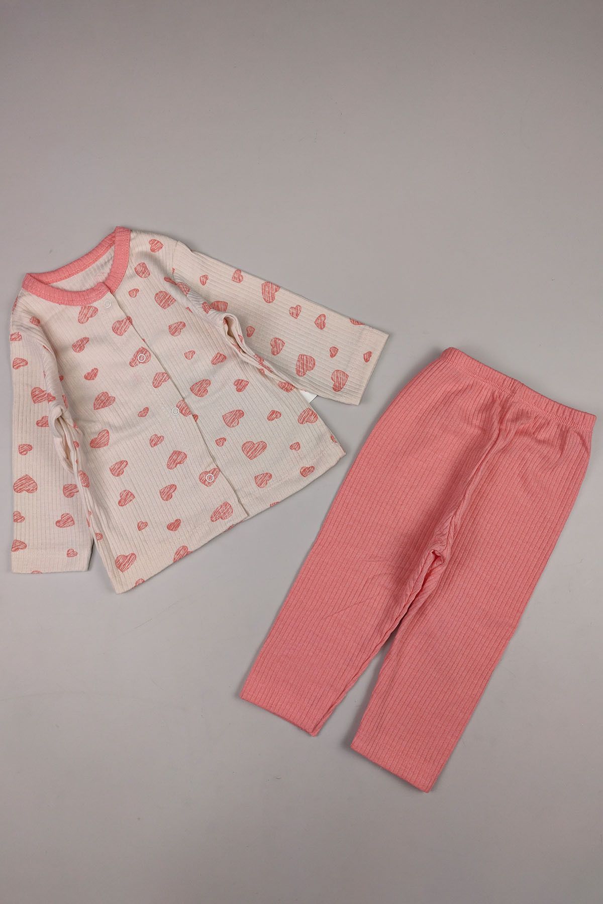 Peki-Cotton Striped Heart Fence Baby Pajamas Set - Add 5 Pay 4, Gift 15187 1