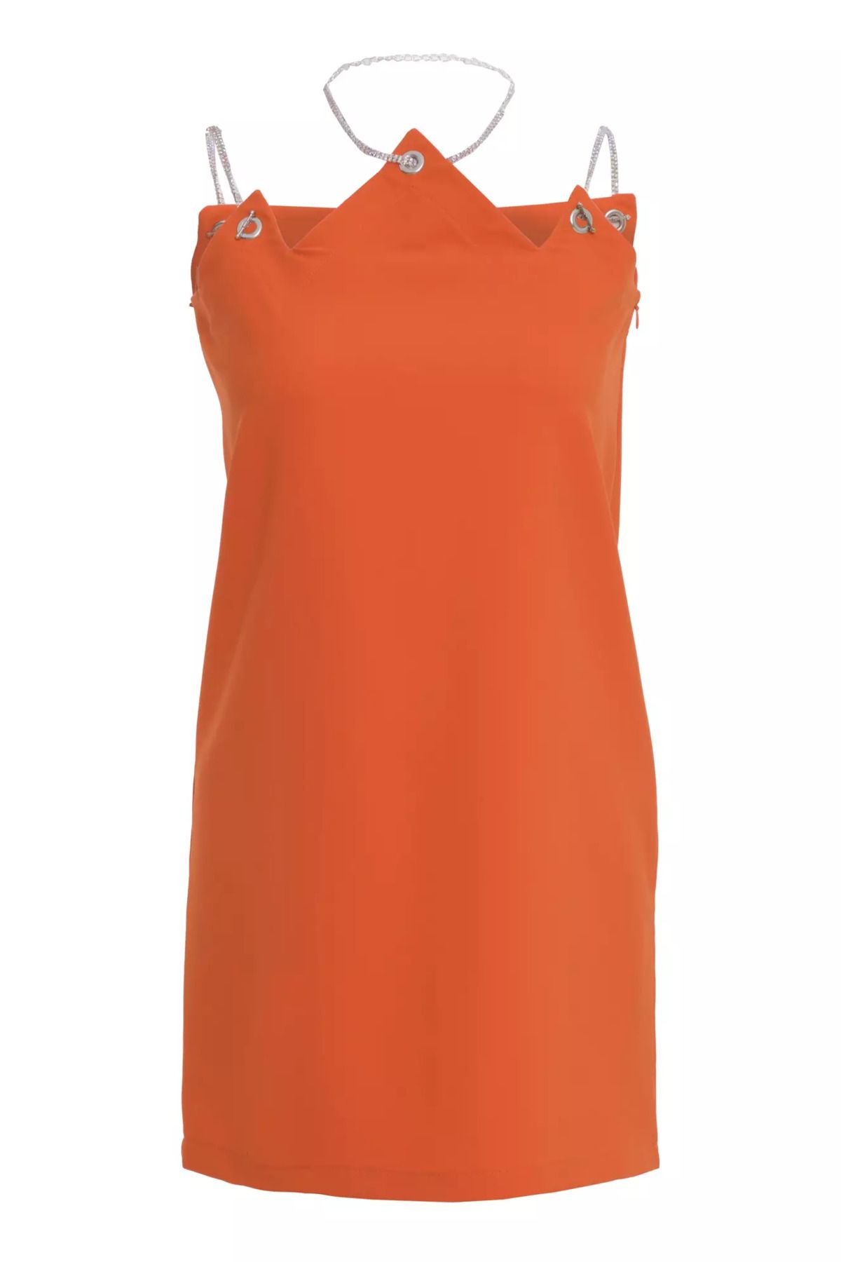 robe courte sans manches en crêpe carrelé