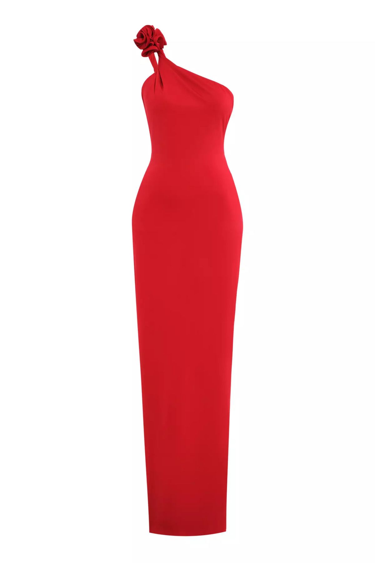 cest une longue robe avec un bras rouge