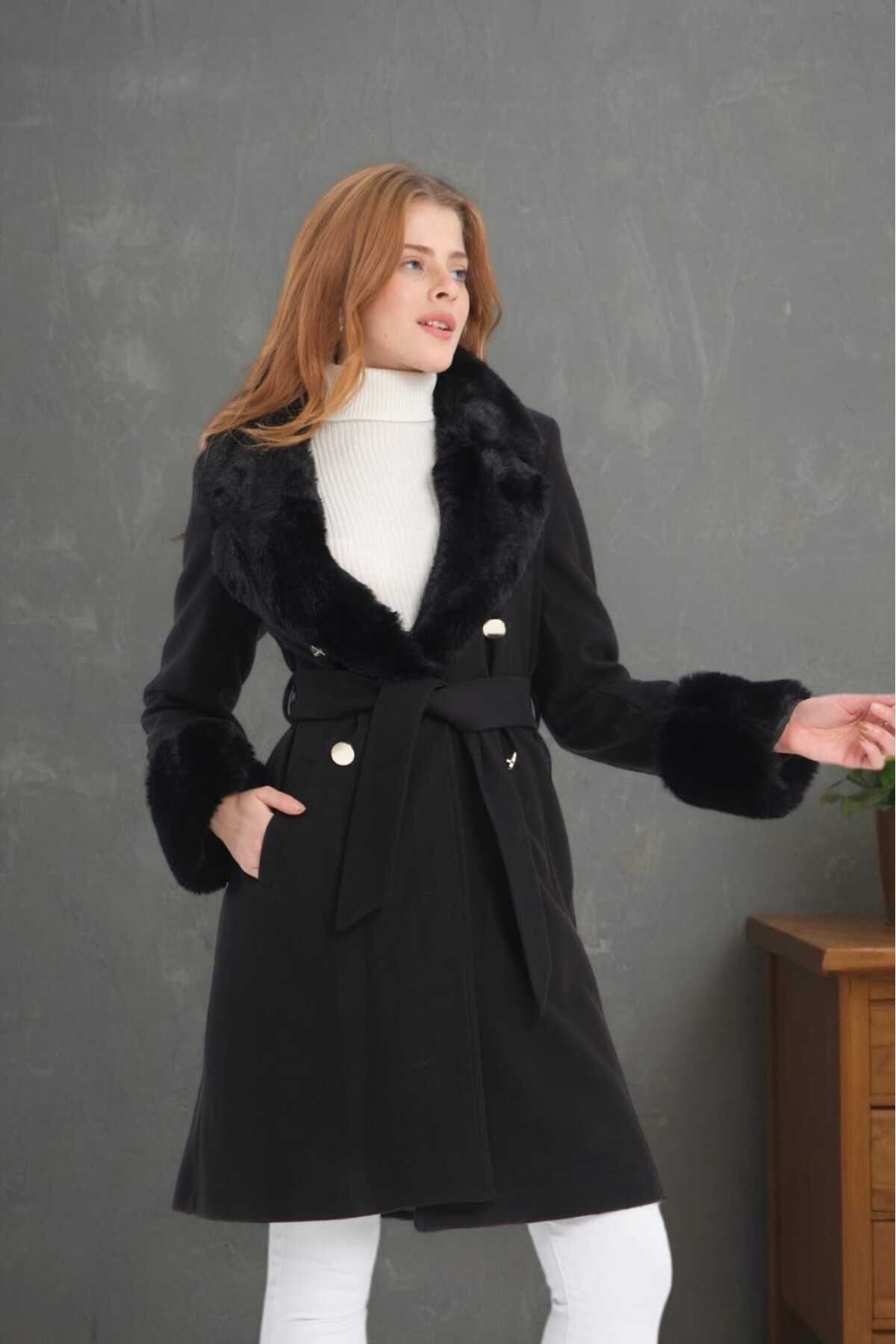 Mislina-Sheepskin Coat with Sheepskin Lining on Collar and Sleeves 3