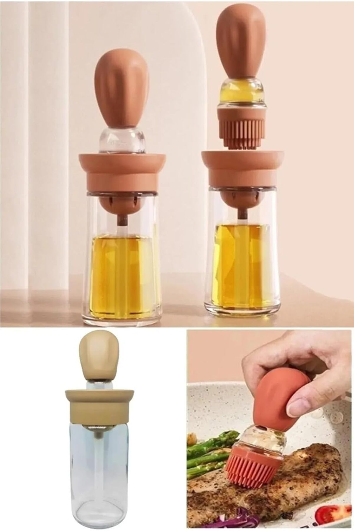 STOREMAX sellbuystore Hazneli Silikon Yağ Sos Ve Yumurta Fırçası Yağ Fırçası Yağlık Silikon Fırça