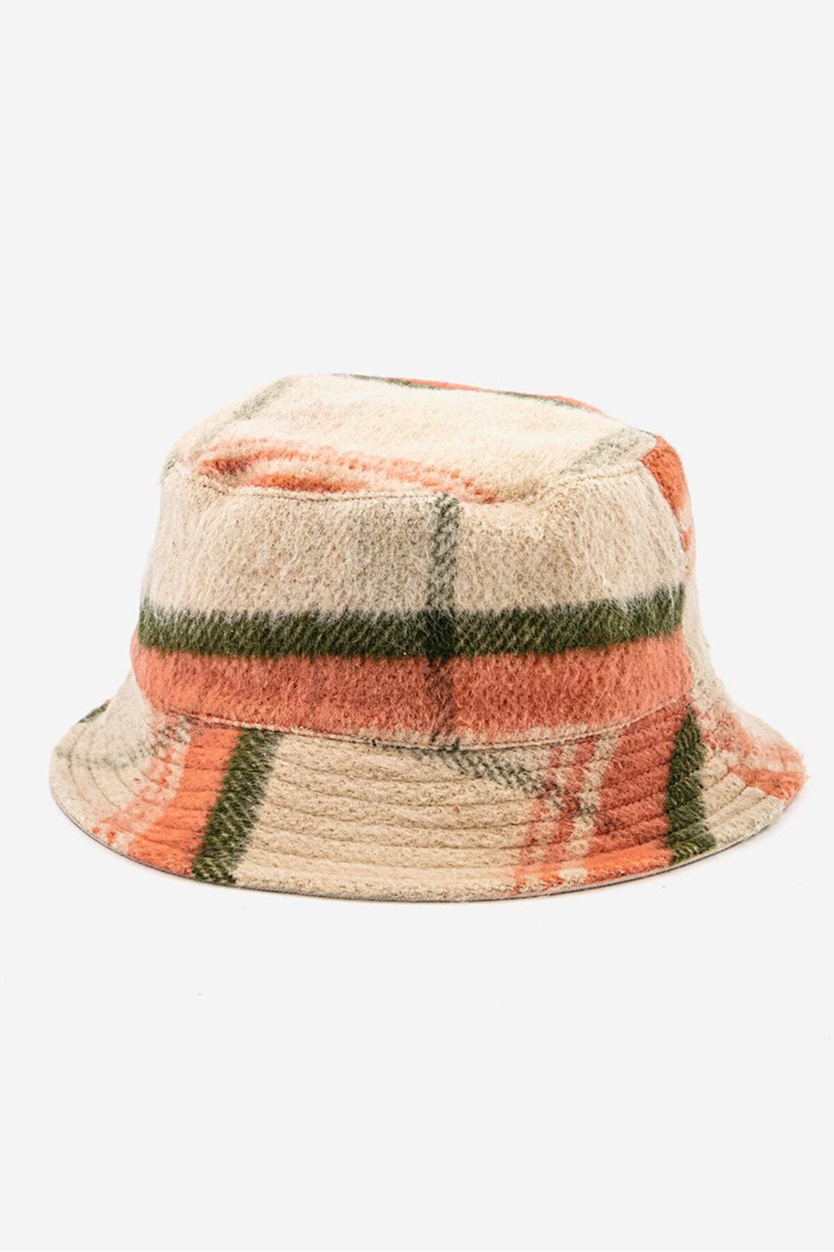 Steve Madden-Women Plaid Hat, Light Peach 1