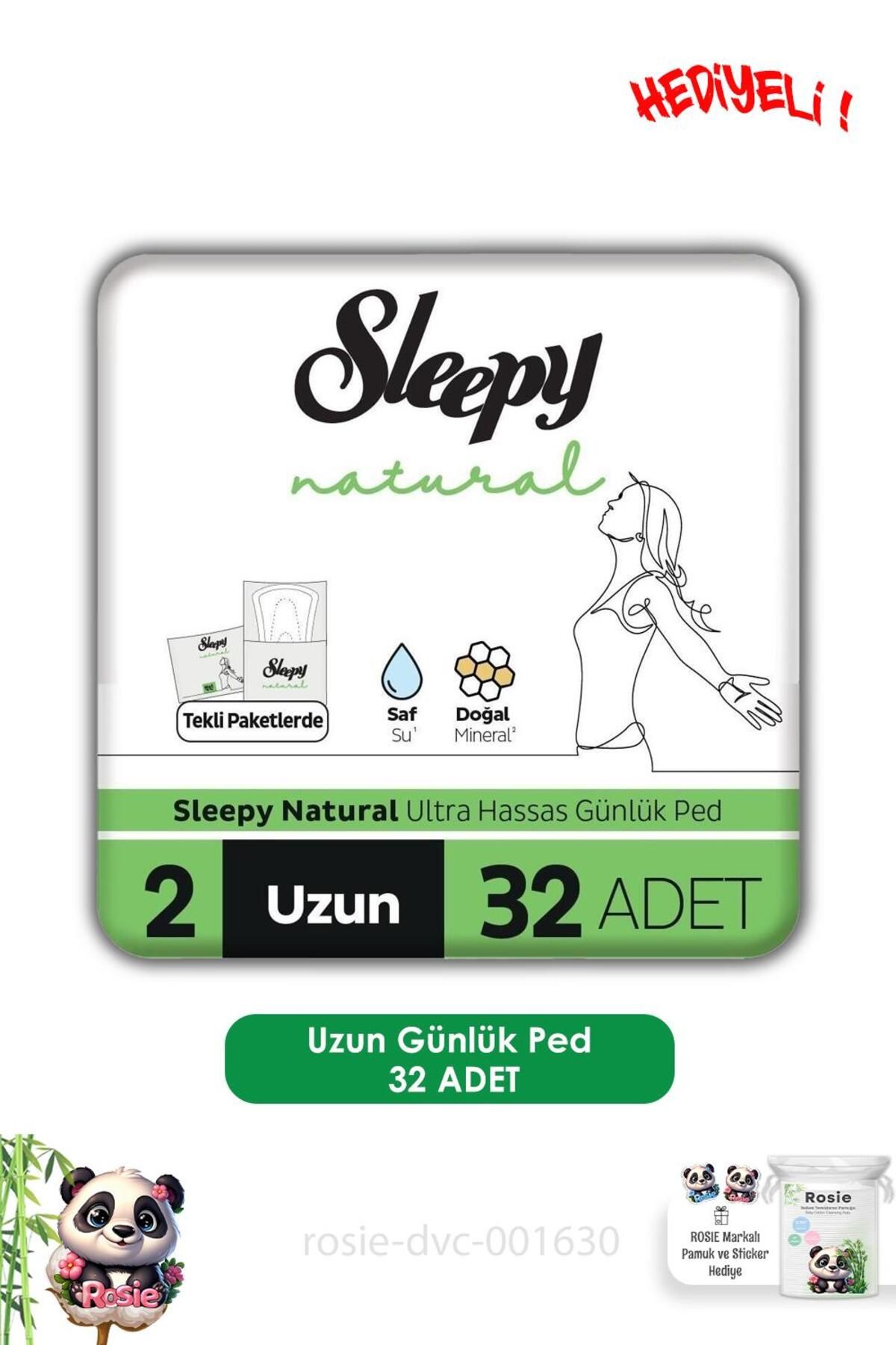 Sleepy Natural Ultra Hassas Günlük Ped Uzun 32 Adet Ped ve ROSIE