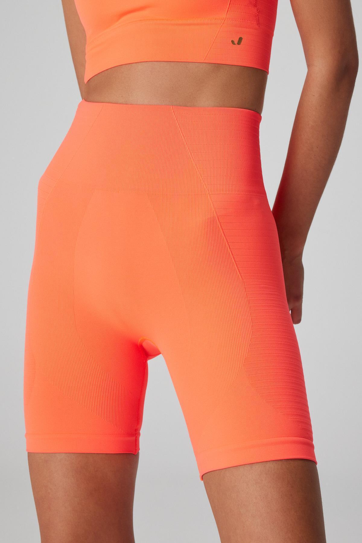 Jerf-High Waist Gela Biker Shorts - 12cm Neon Coral 2