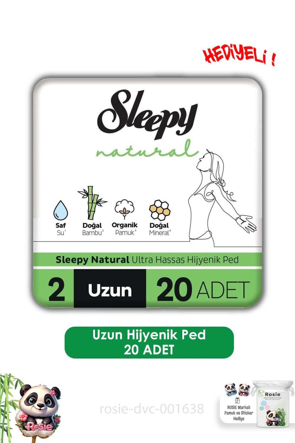 Sleepy Natural Ultra Hassas Hijyenik Ped Uzun 20 Adet Ped ve ROSIE