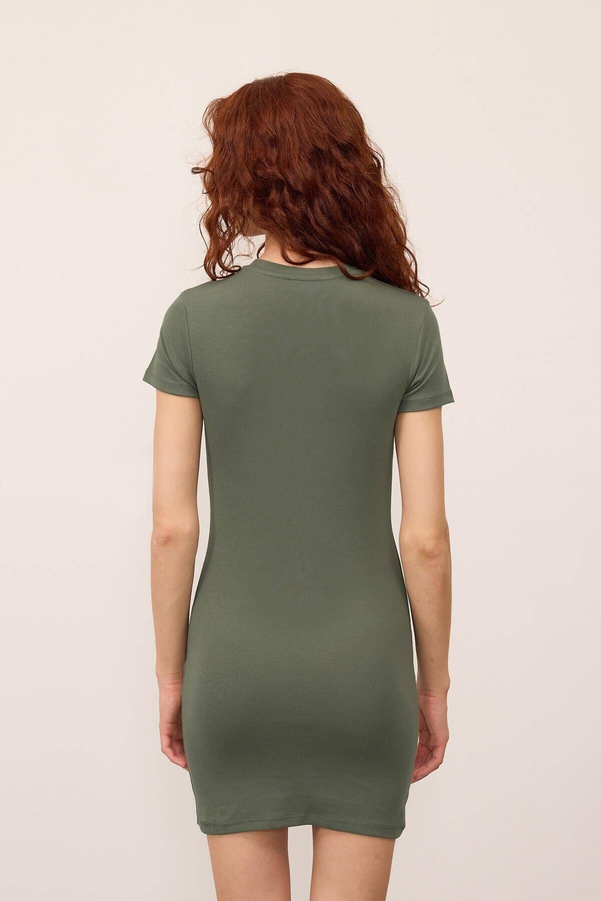 Addax-Short Sleeve Crew Neck Mini Dress - E13446-S6 5