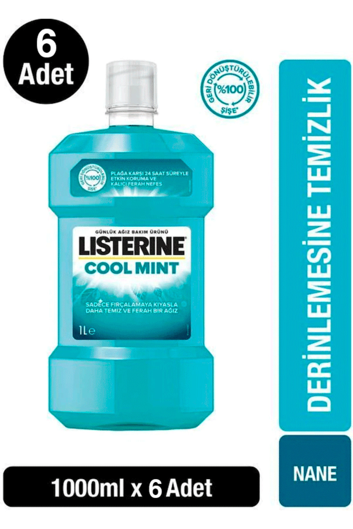 Listerine Cool Mint Ağız Bakım Suyu 1000 ml x 6