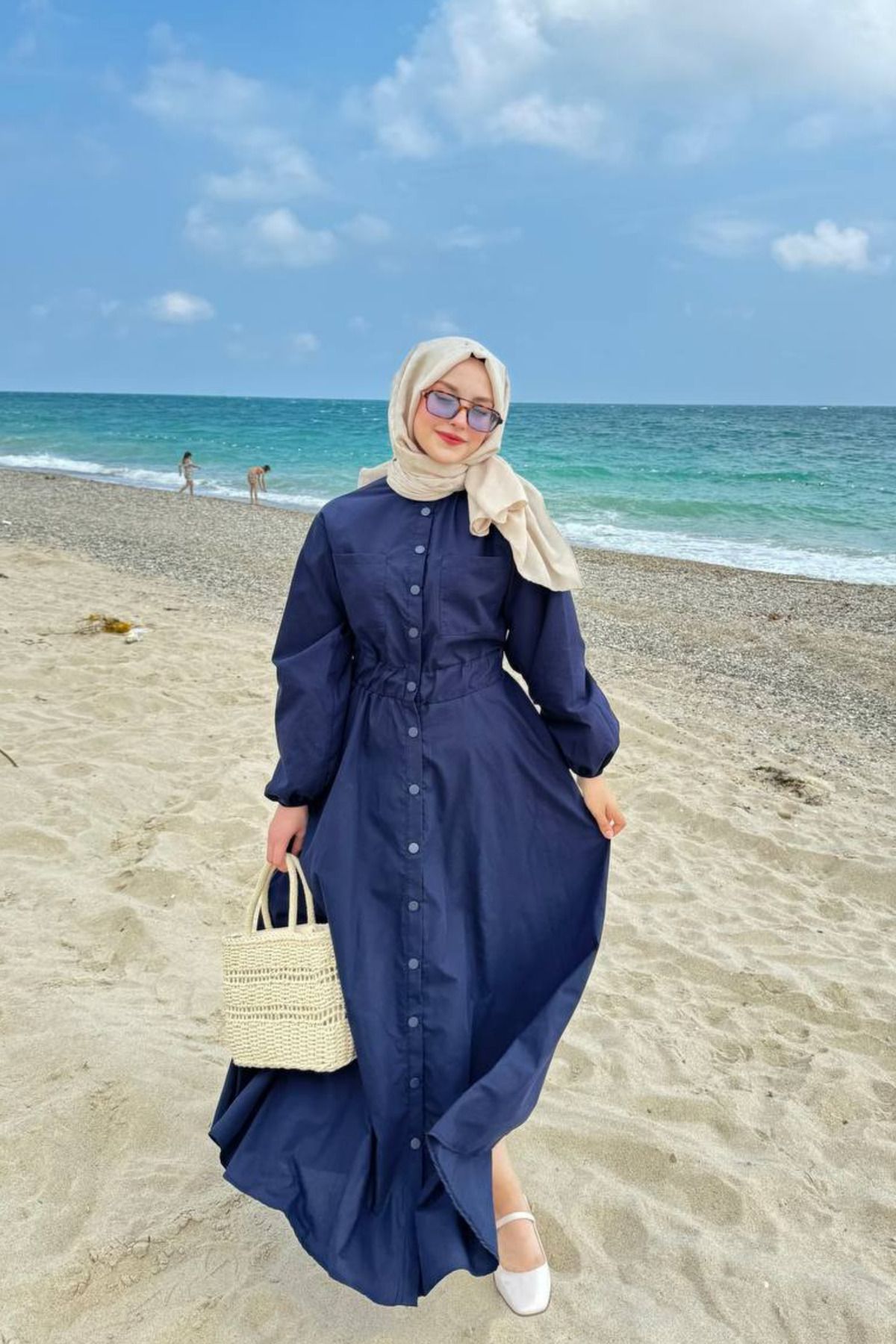 پیراهن آبی زنانه حجاب اندازه کامل لباس lurex moda