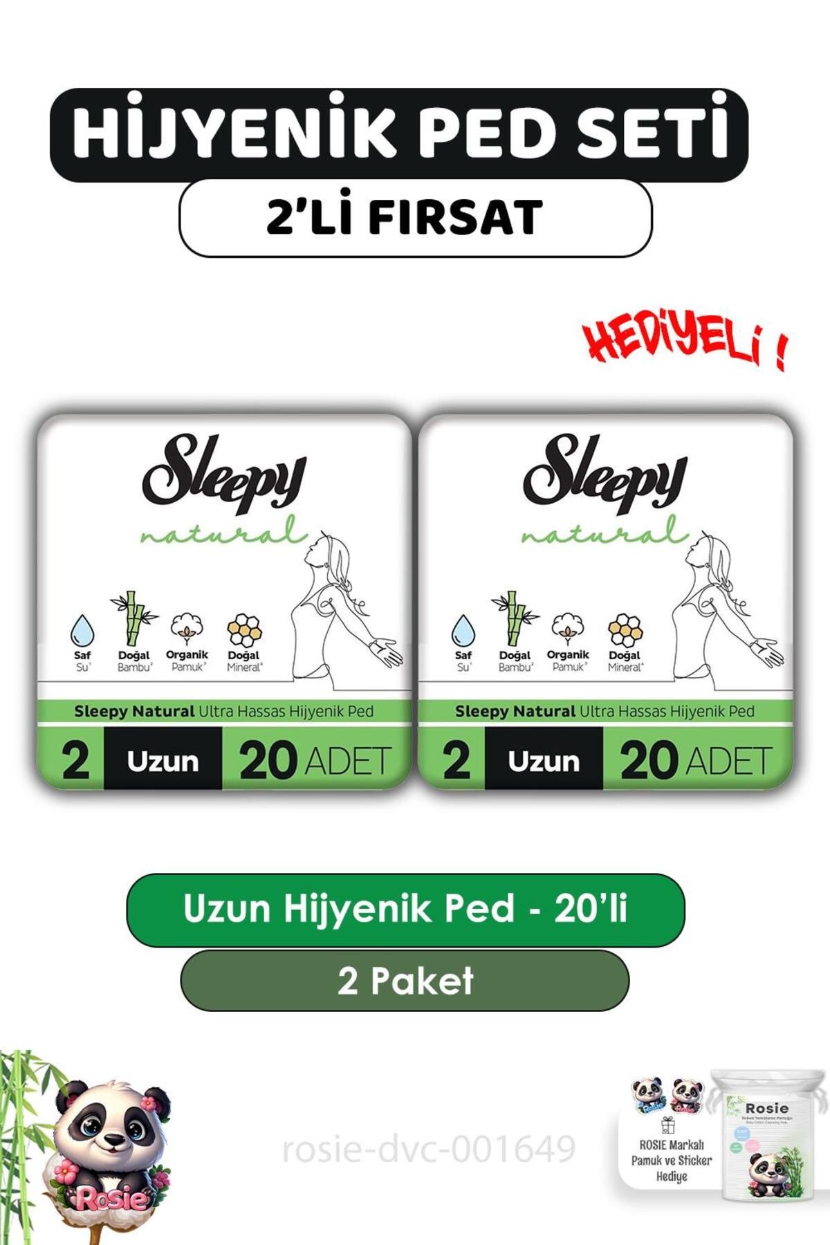 Sleepy Natural Ultra Hassas Hijyenik Ped Uzun 80 Adet Ped ve ROSIE