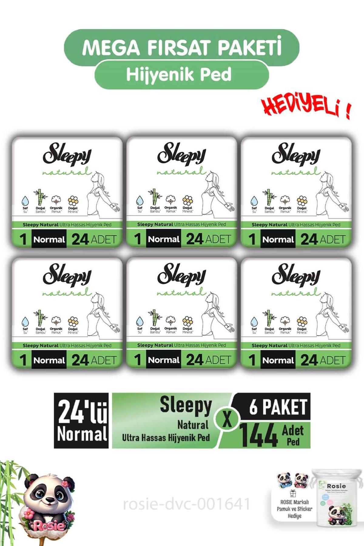 Sleepy Natural Ultra Hassas Hijyenik Ped 24'lü Normal X 6 Paket ve ROSIE