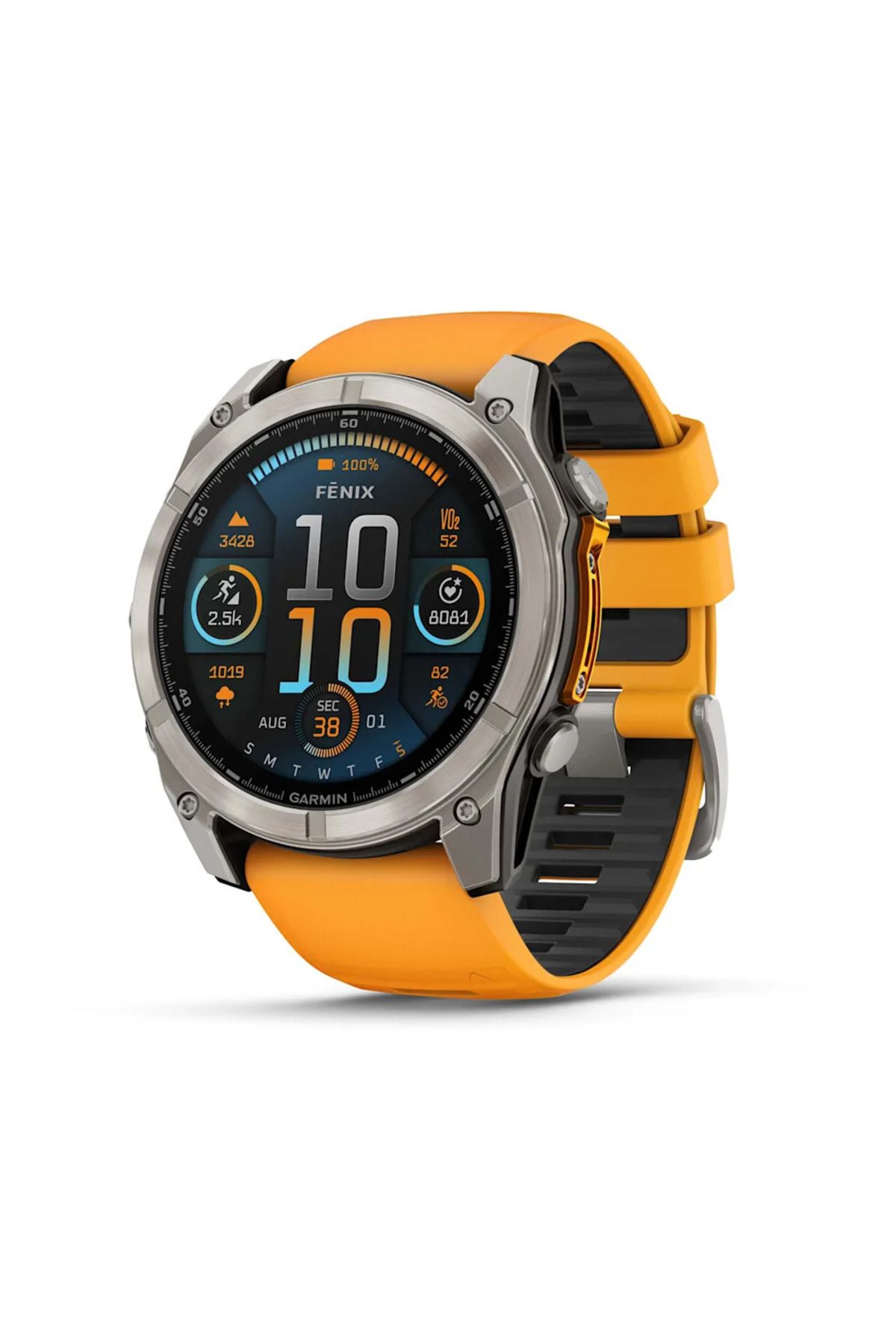 Garmin Fenix 8 – 51mm Amoled Sapphire Titanyum Turuncu/grafit Kayışlı