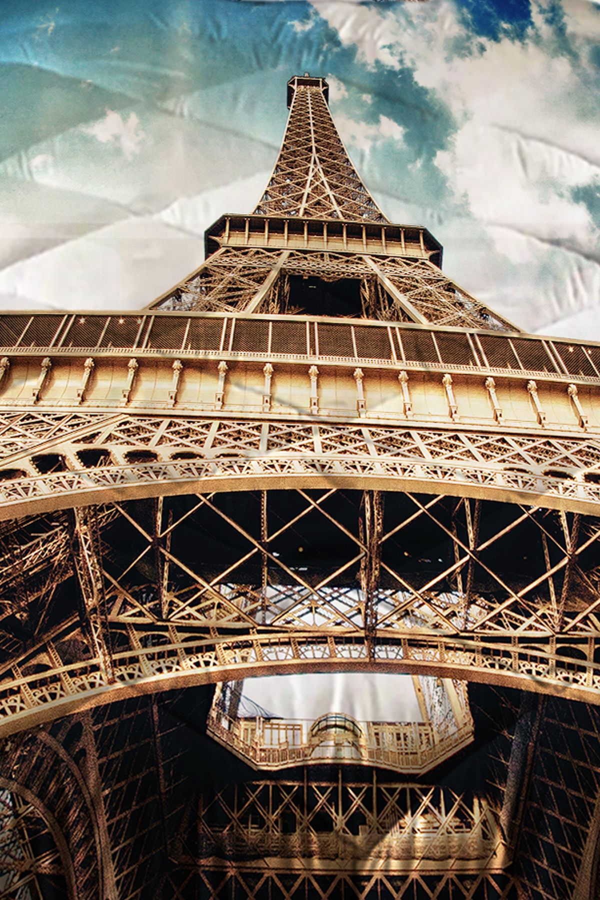 3D ELSE HALI-Eiffel Tower Paris Patterned Double Quilted Quilt Pillowcase 3