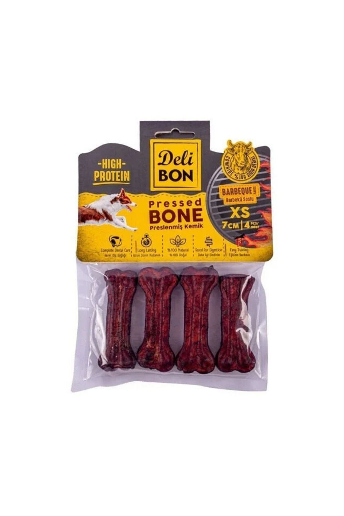 Delibon Deri Pres Kemik Köpek Ödülü Barbekü 7 Cm (4'lü)