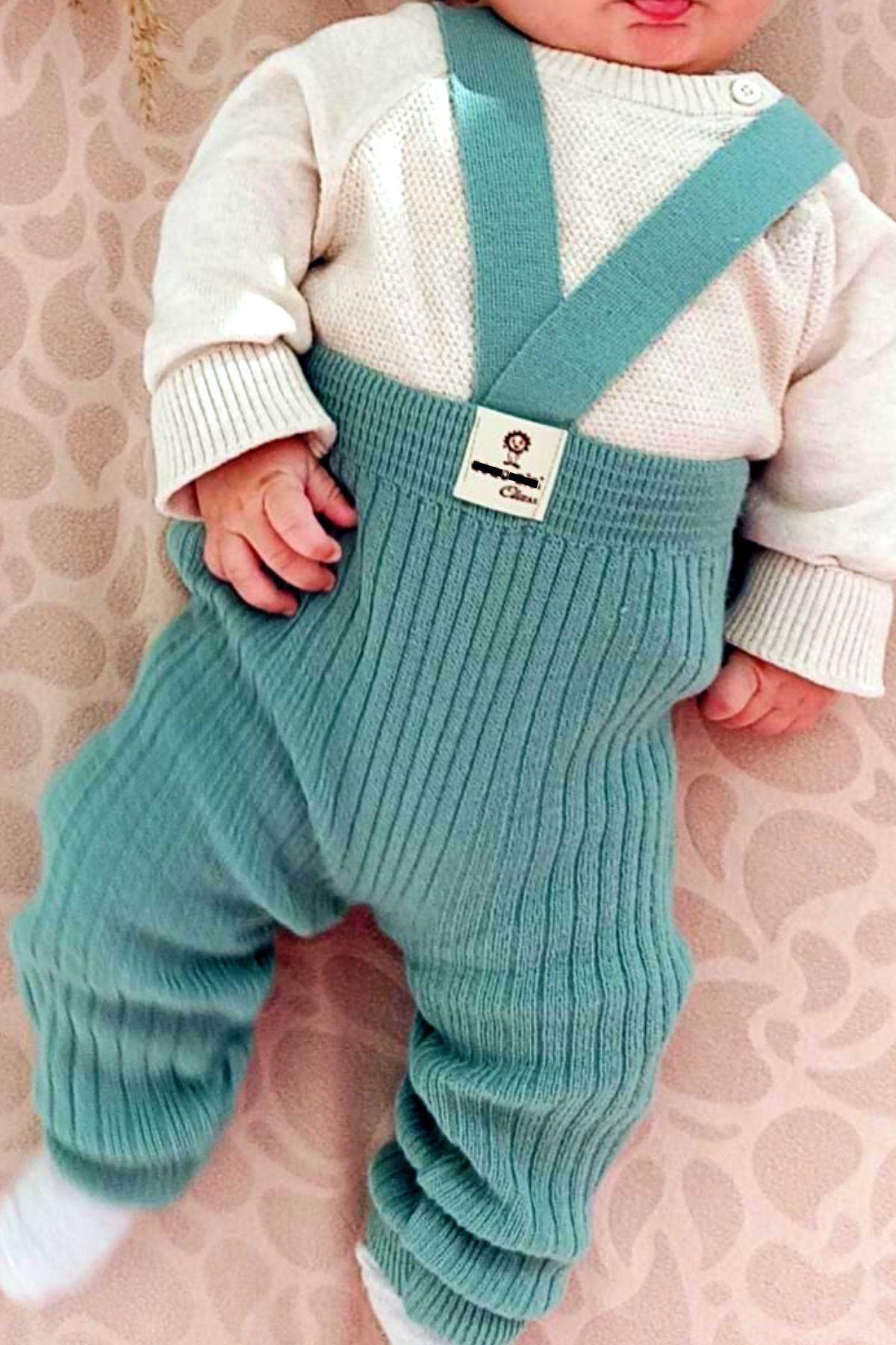 Minytrendy 2'li Set Kız Erkek Bebek 4 Mevsim Çapraz Askılı Esnek Triko Bebek Tayt Pantolon Yenidoğan Tulum fotoğrafı 3 (önizleme)