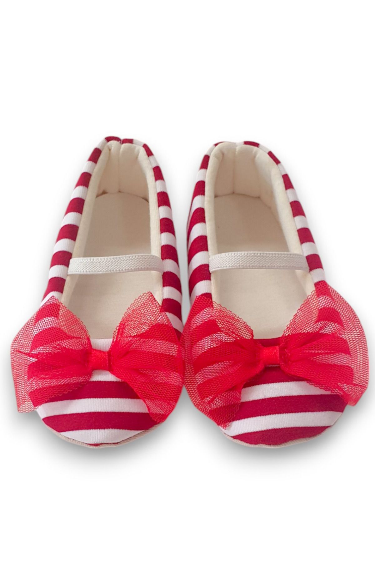 First Step-Red Striped Baby Girl Elastic First Step Babet-F-544 3