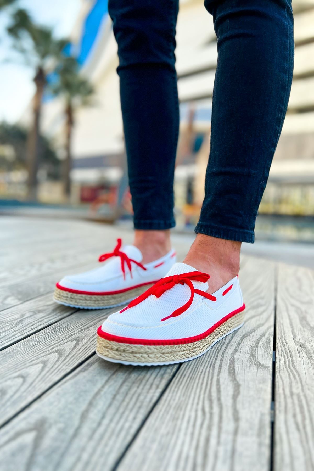 PİNK STAR CH311 Espadril Erkek Ayakkabı BEYAZ/KIRMIZI