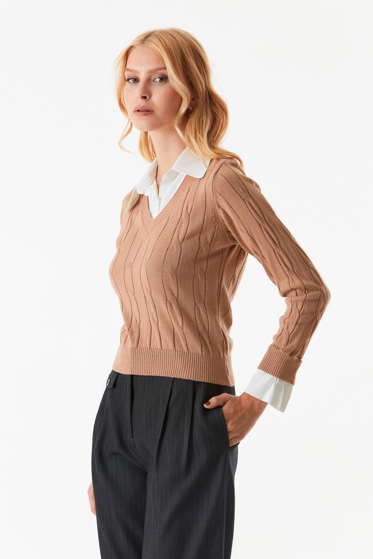 Fulla Moda-Knitwear Sweater - Hair Braided and Shirt Detail 7