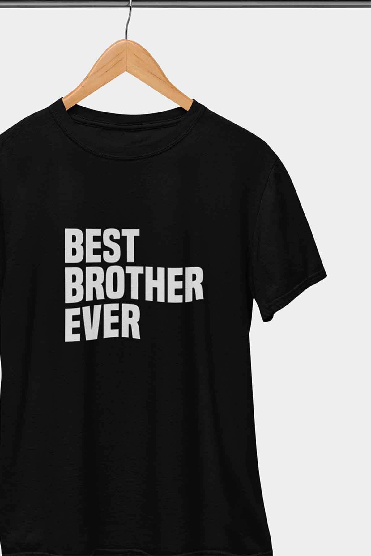 qoeuyl boutique-Cel mai bun frate vreodată imprimat pentru bărbați, frate, frate, cadou de aniversare, tricou negru unisex 3