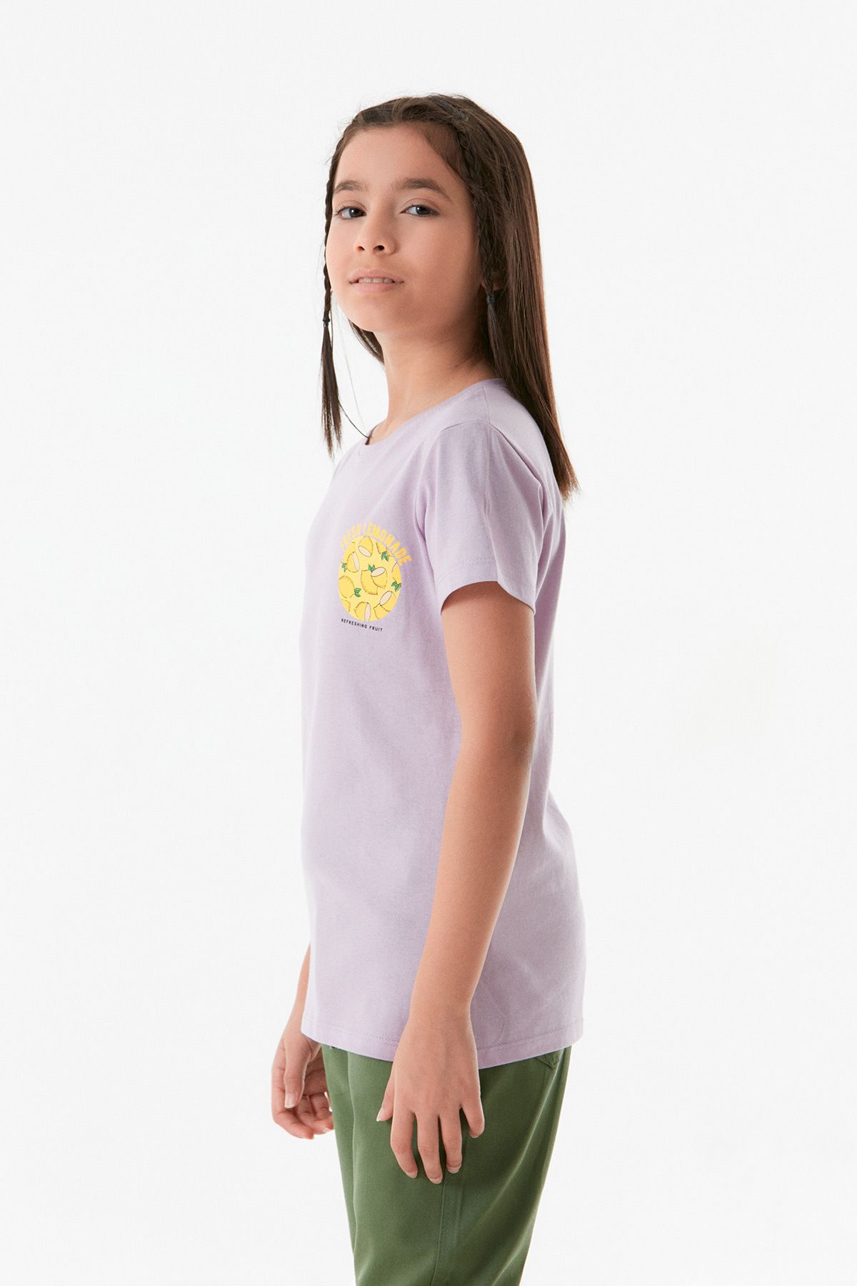 Fulla Moda-Lemon Printed Girl's T-Shirt - Front and Back 2