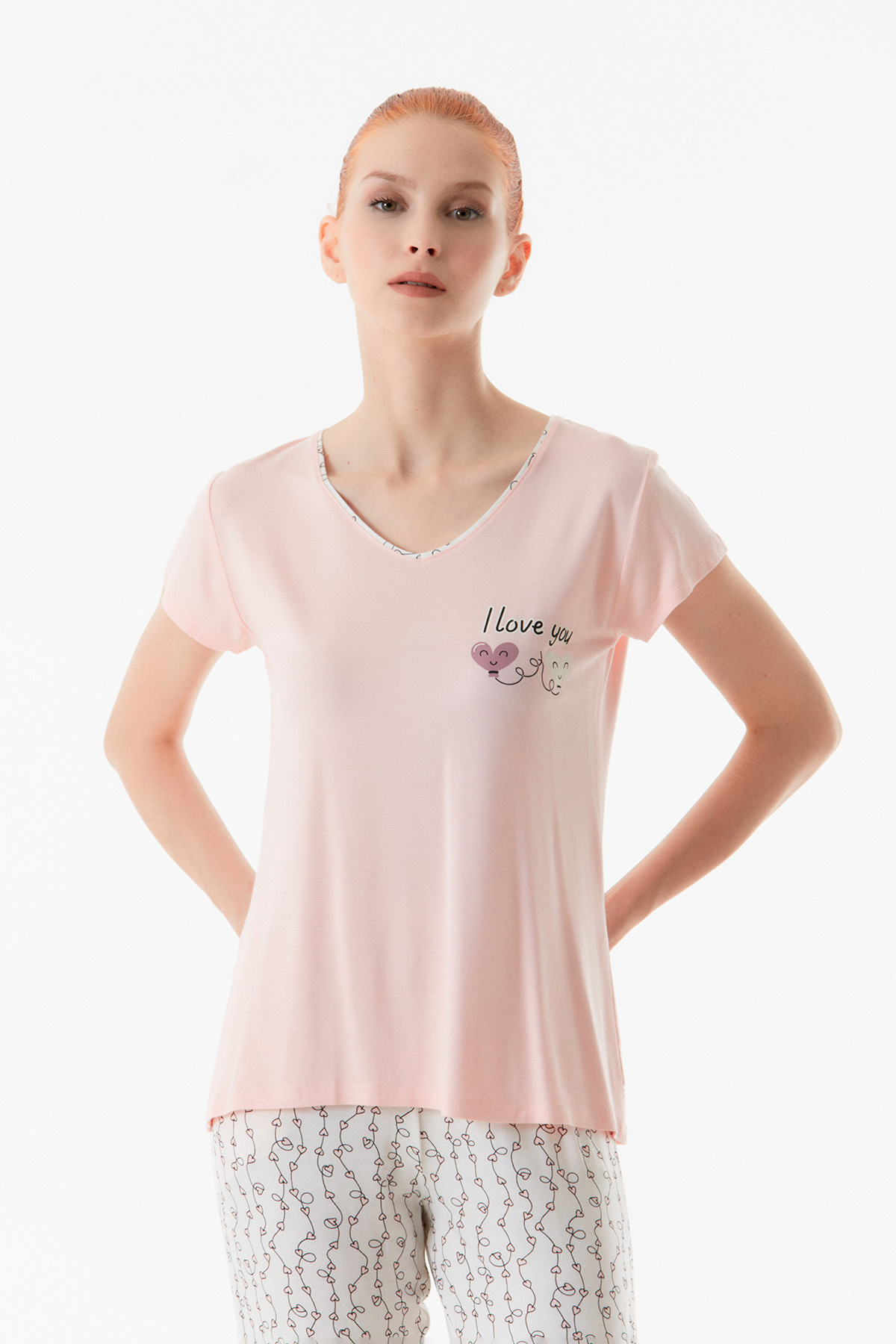 Fulla Moda-Set de pijama cu inimă cu decolteu 2
