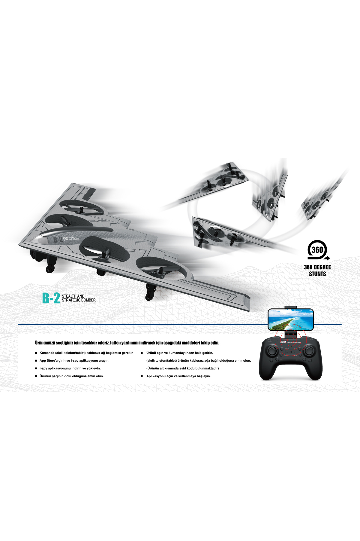 VARDEM OYUNCAK Vardem Uzaktan Kumandalı Full Fonksiyon 2.4G Şarjlı Kameralı Quadcopter IHA fotoğrafı 2 (önizleme)