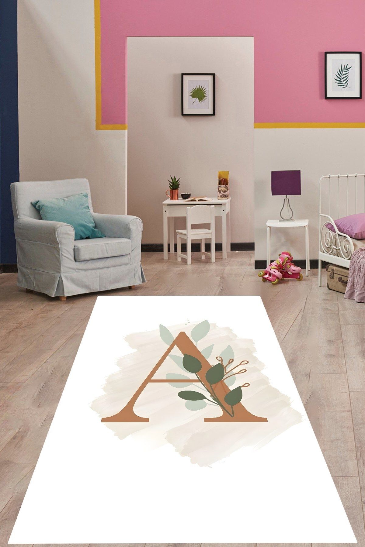 on the clouds-Bohemian Scandinavian Style - Washable Non-Slip Based Flower Patterned Children's Room Carpet 2