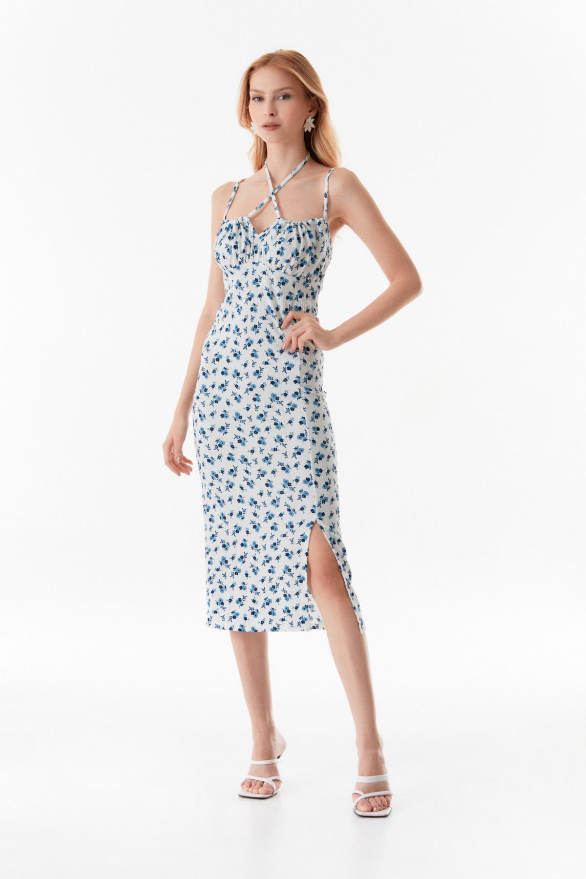 Fulla Moda-Rochie cu bretele cu modele florale 1
