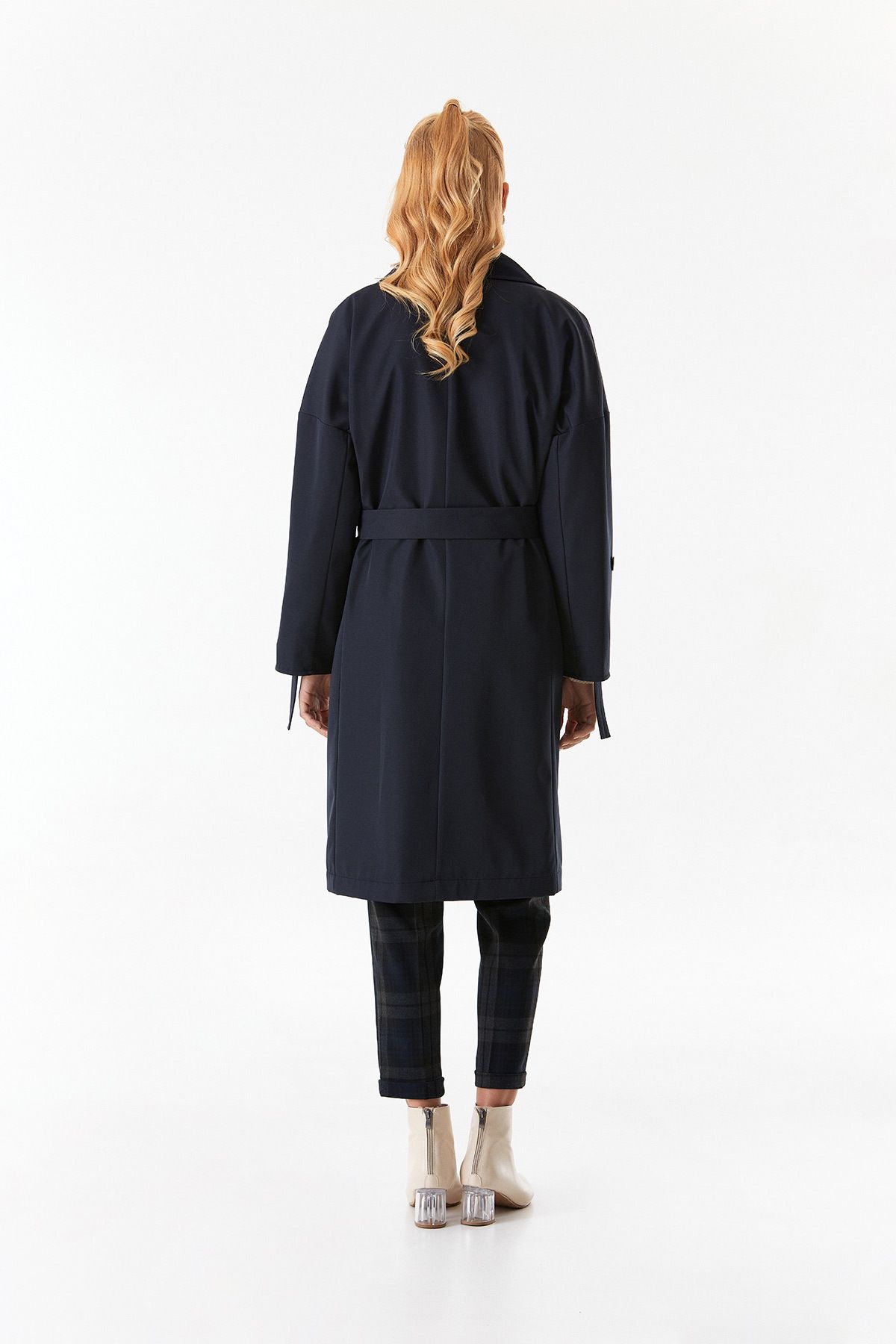 Fulla Moda-Foldable Sleeve and Double Breasted Collar Trench Coat 4