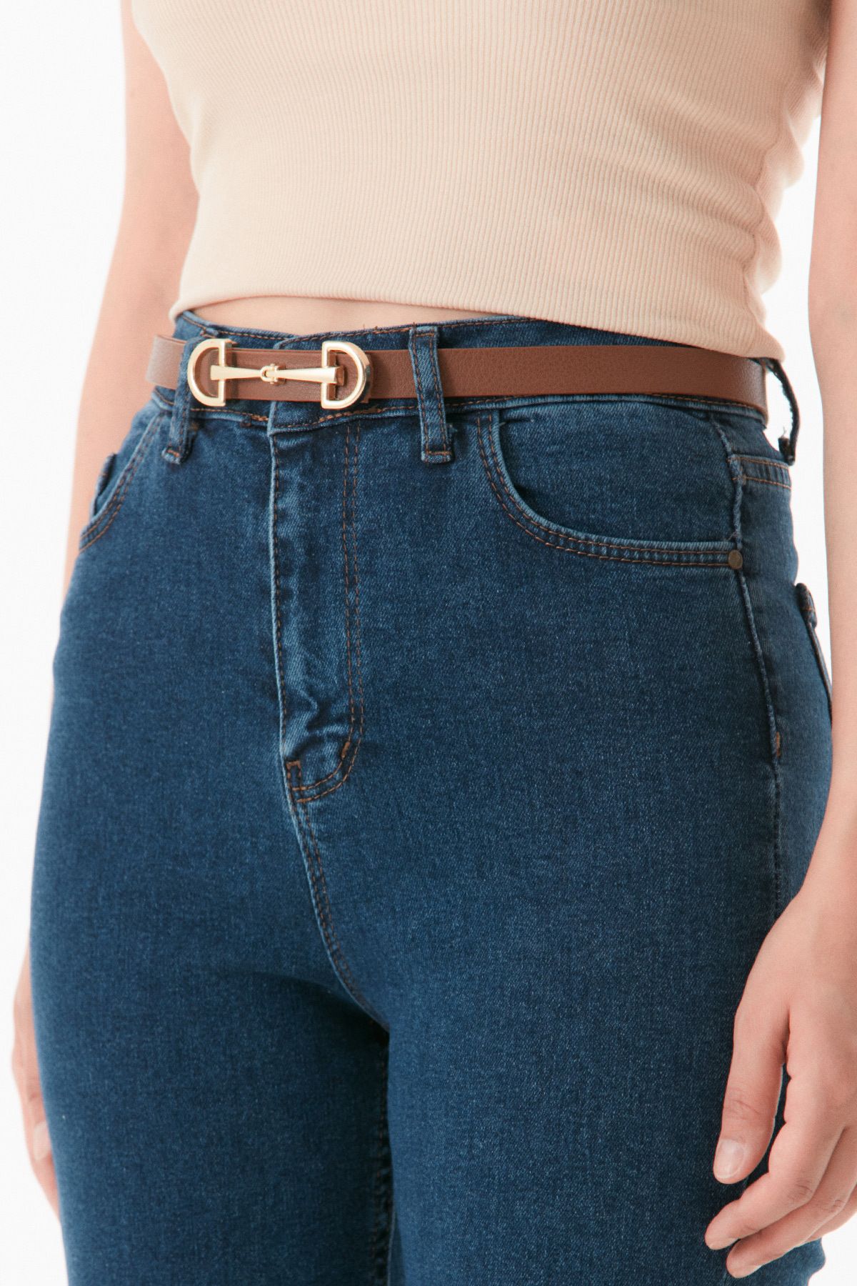 Fulla Moda-Stylish Belt with Double Buckle 2