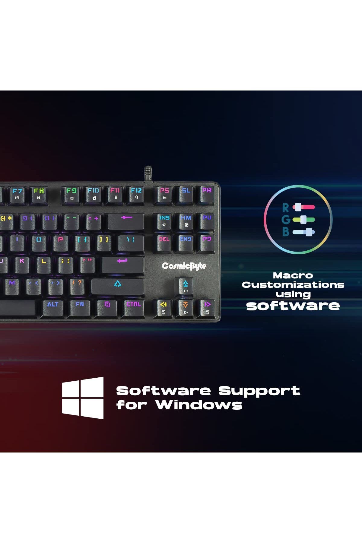 Cosmic Byte-Cosmic Byte CB-GK-34 Firefly RGB Ten-Keyless Keyboard, Outemu Red Switch (Black) 8