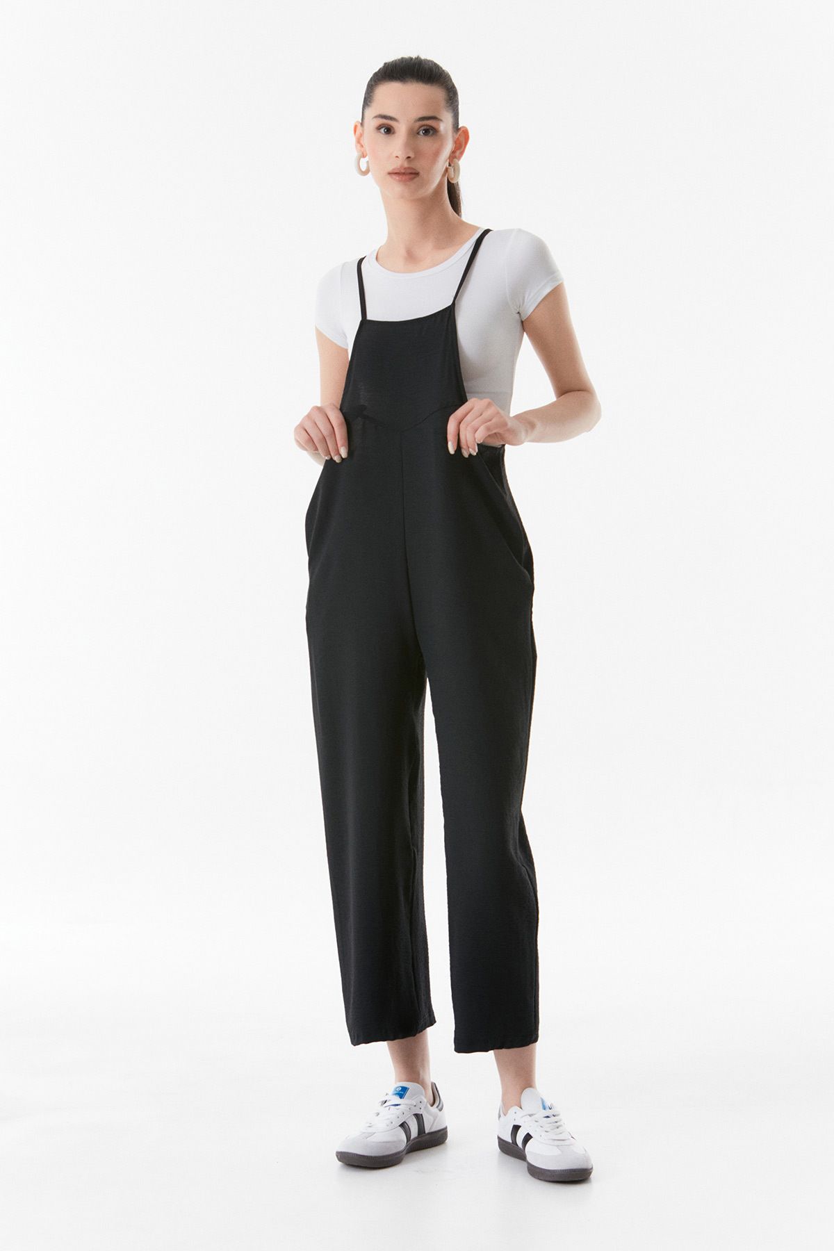 Fulla Moda-Ayrobin Fabric Casual Jumpsuit - Rope Strap 2