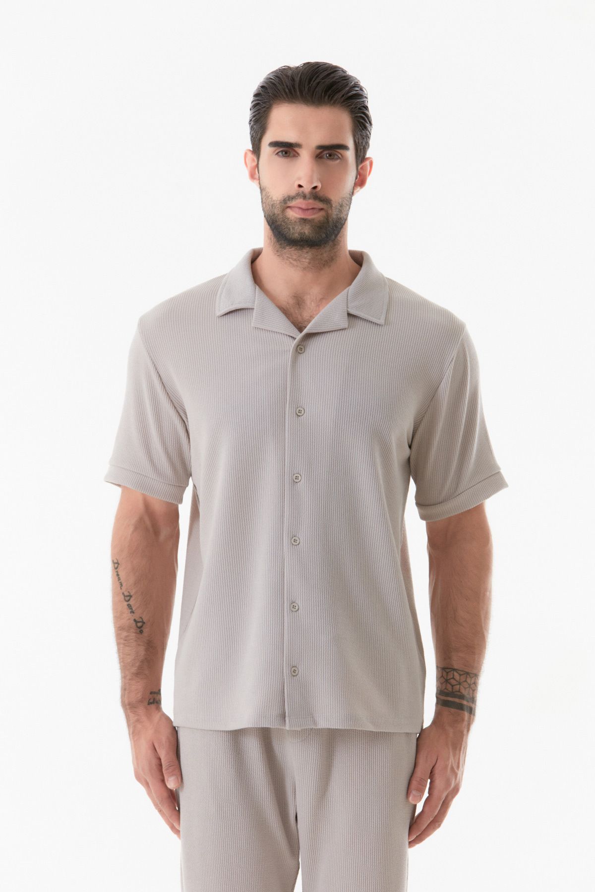 Fulla Moda-Short Sleeve Basic Corduroy Shirt 8