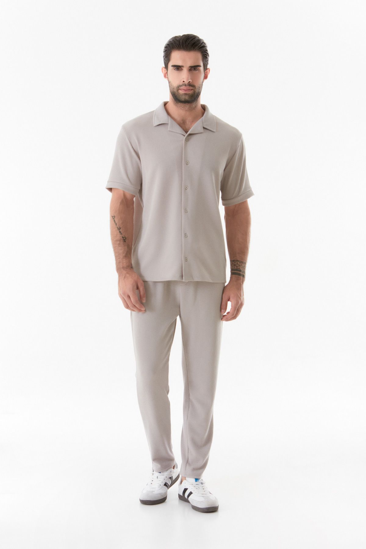 Fulla Moda-Short Sleeve Basic Corduroy Shirt 2