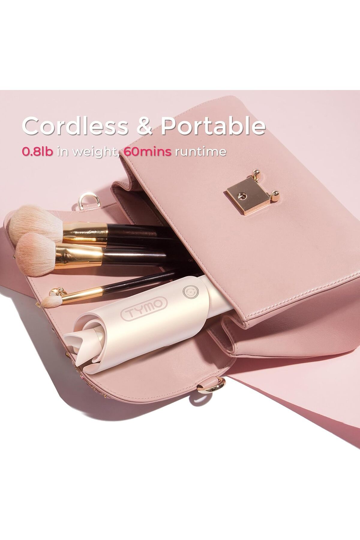 TYMO-CURLGO Cordless Automatic Curling Iron, Rechargeable & Dual Voltage, Gold Pink 5