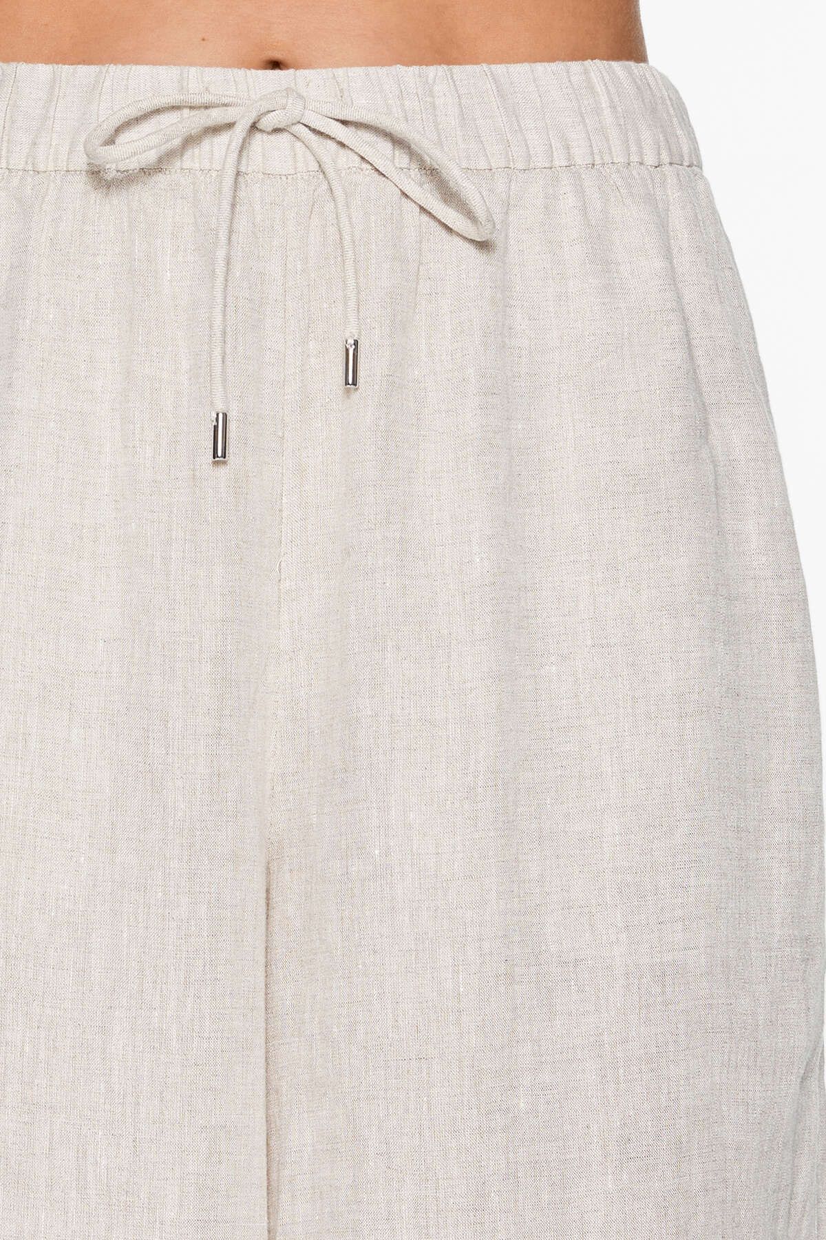 Oysho-100% linen wide straight-leg trousers 3