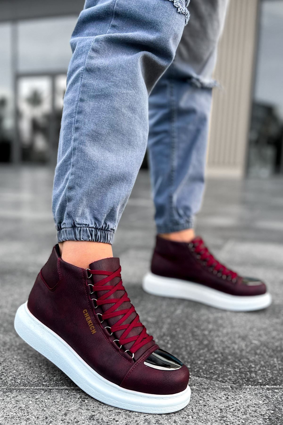 FASHION-Ch267 Cbt Roma Mirror Men's Boots Claret Red 1