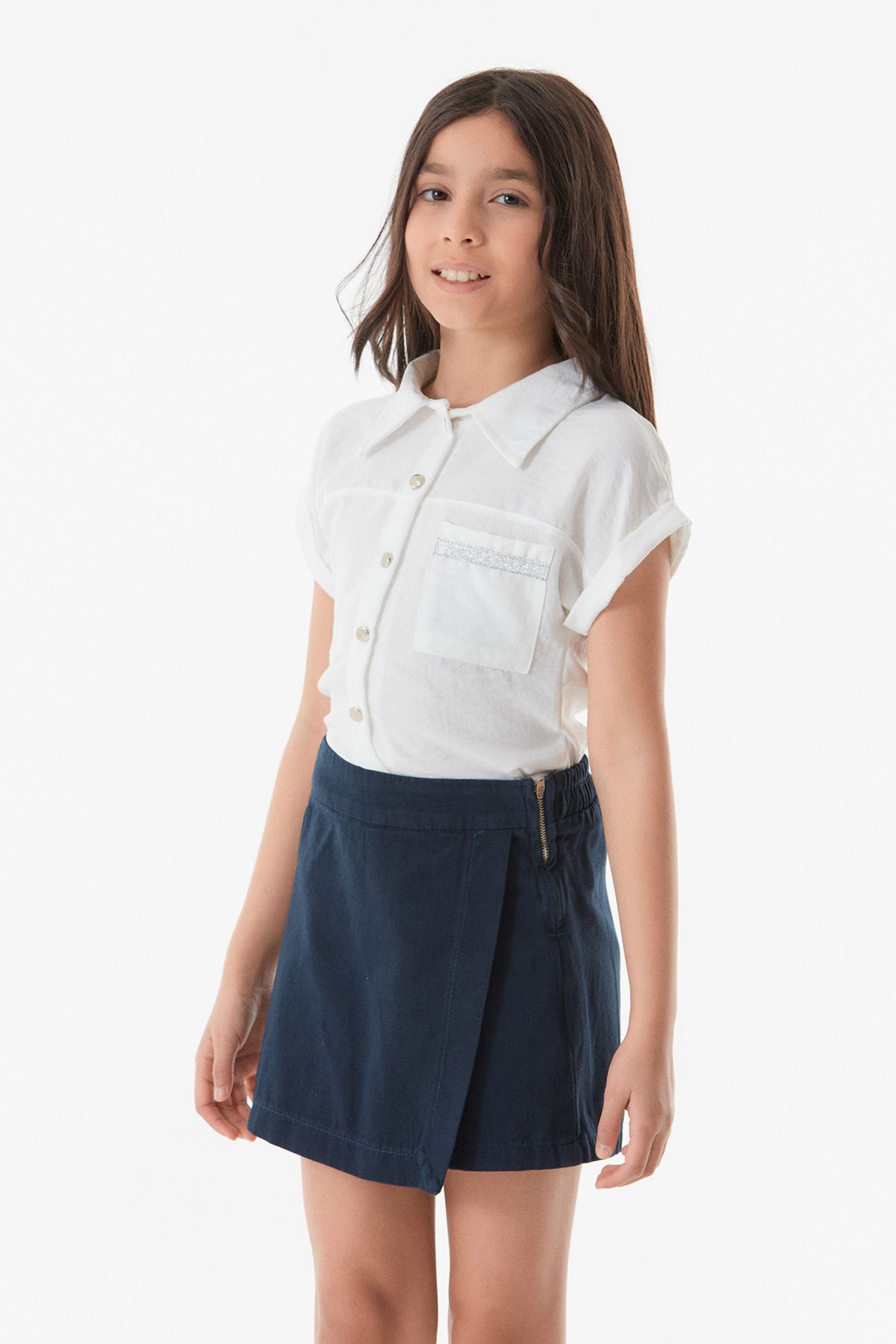 Fulla Moda-Girl's Shirt - Pocket Detail and Buttons 2