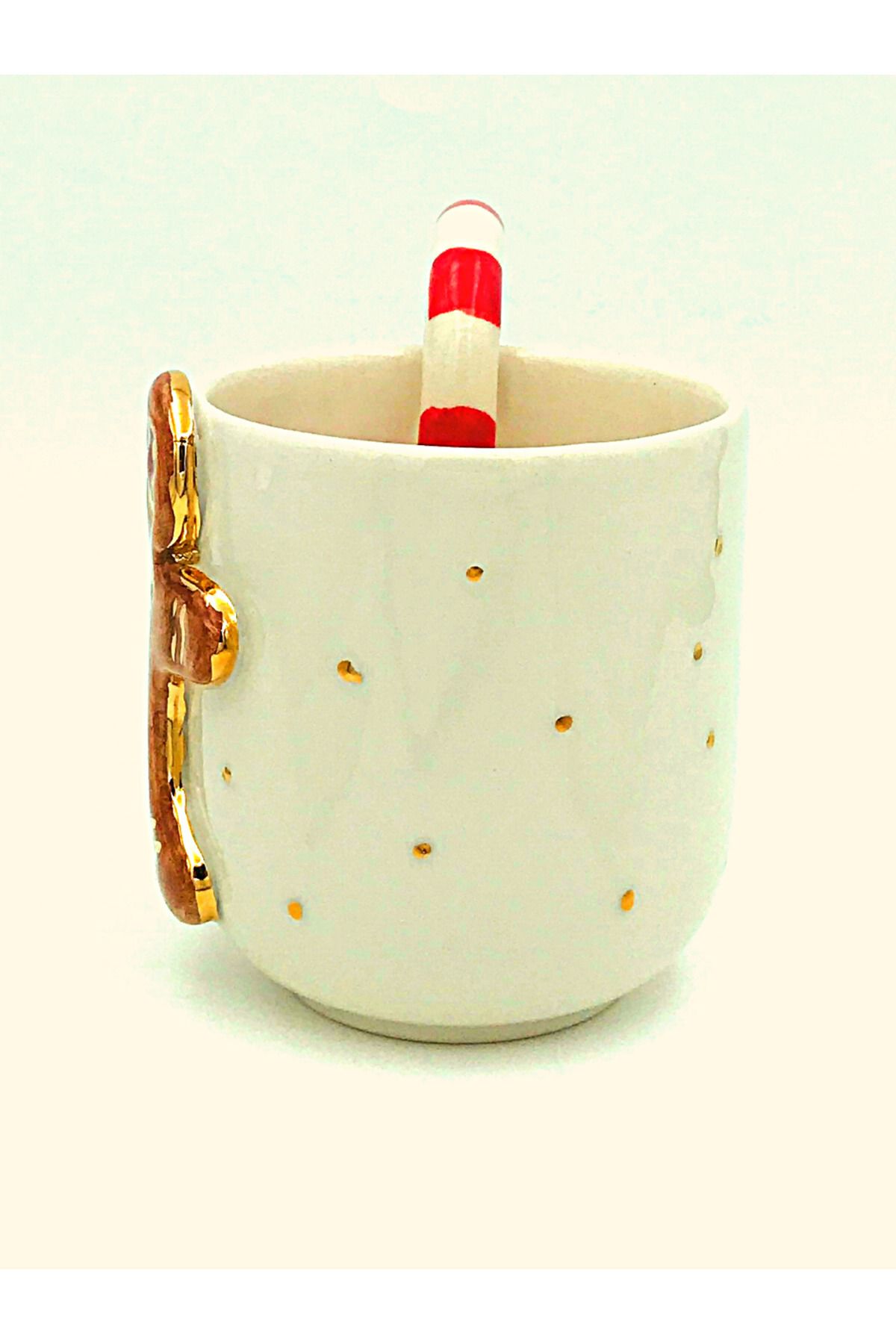 SeraSelin-24 Carat Gold Embroidered Gingerbread Man Embossed, Handmade Mug Bngm1220 4