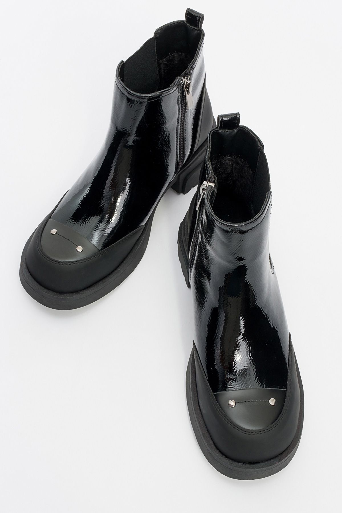 چکمه و بوت زنانه ALBIA مشکی PATENT چرمی ZIPPERED پوتین luvishoes