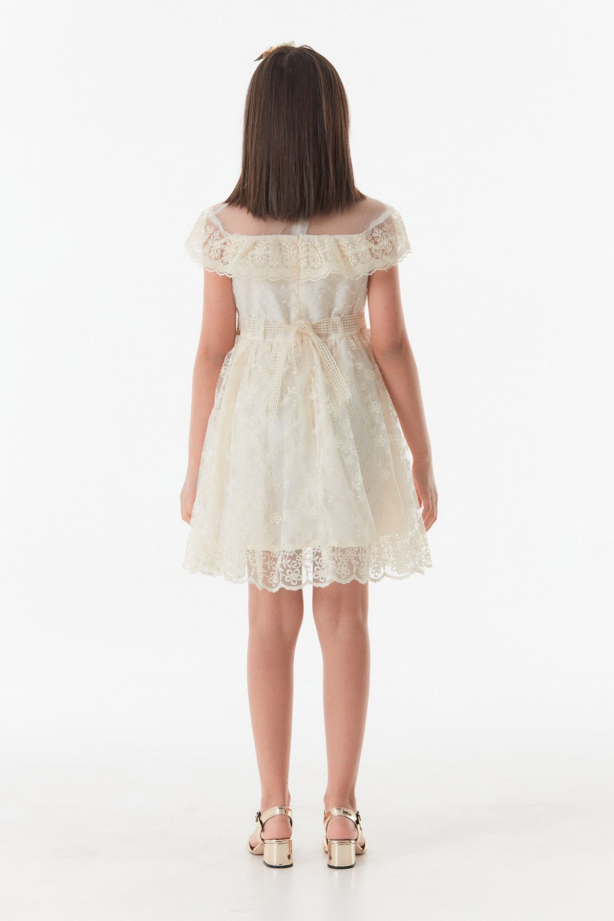 Fulla Moda-Girls' Dress with Flower Brooch Crown Accessories 5