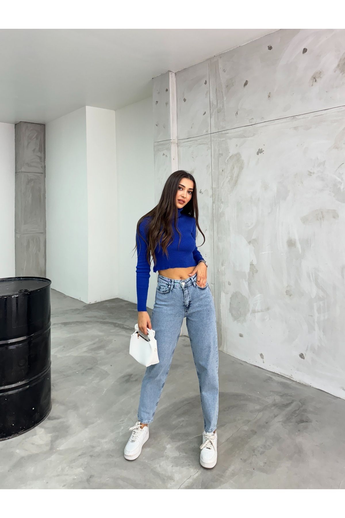 BİKELİFE-Flexible/Lycra-Mom-Jeans mit hoher Taille für Damen 5