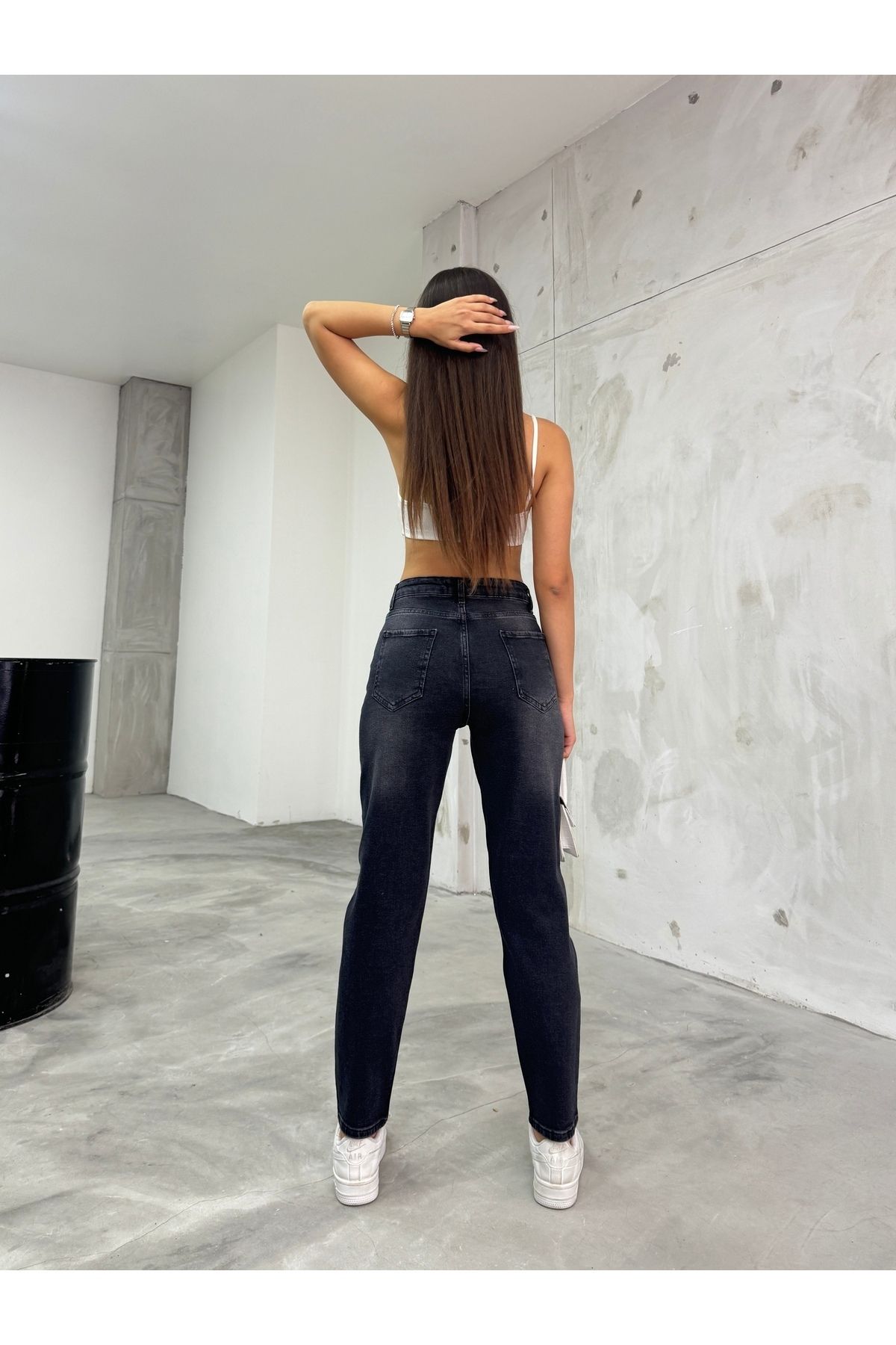 BİKELİFE-Flexible/Lycra-Mom-Jeans mit hoher Taille für Damen 3