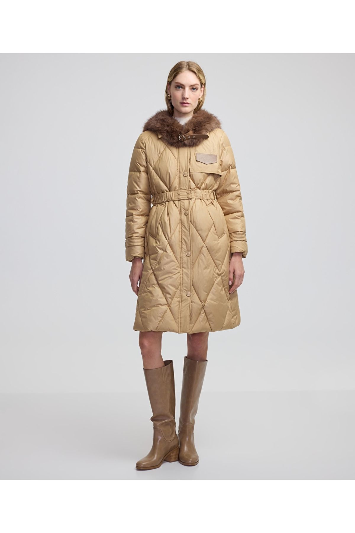 İpekyol-Faux fur quilted coat 2