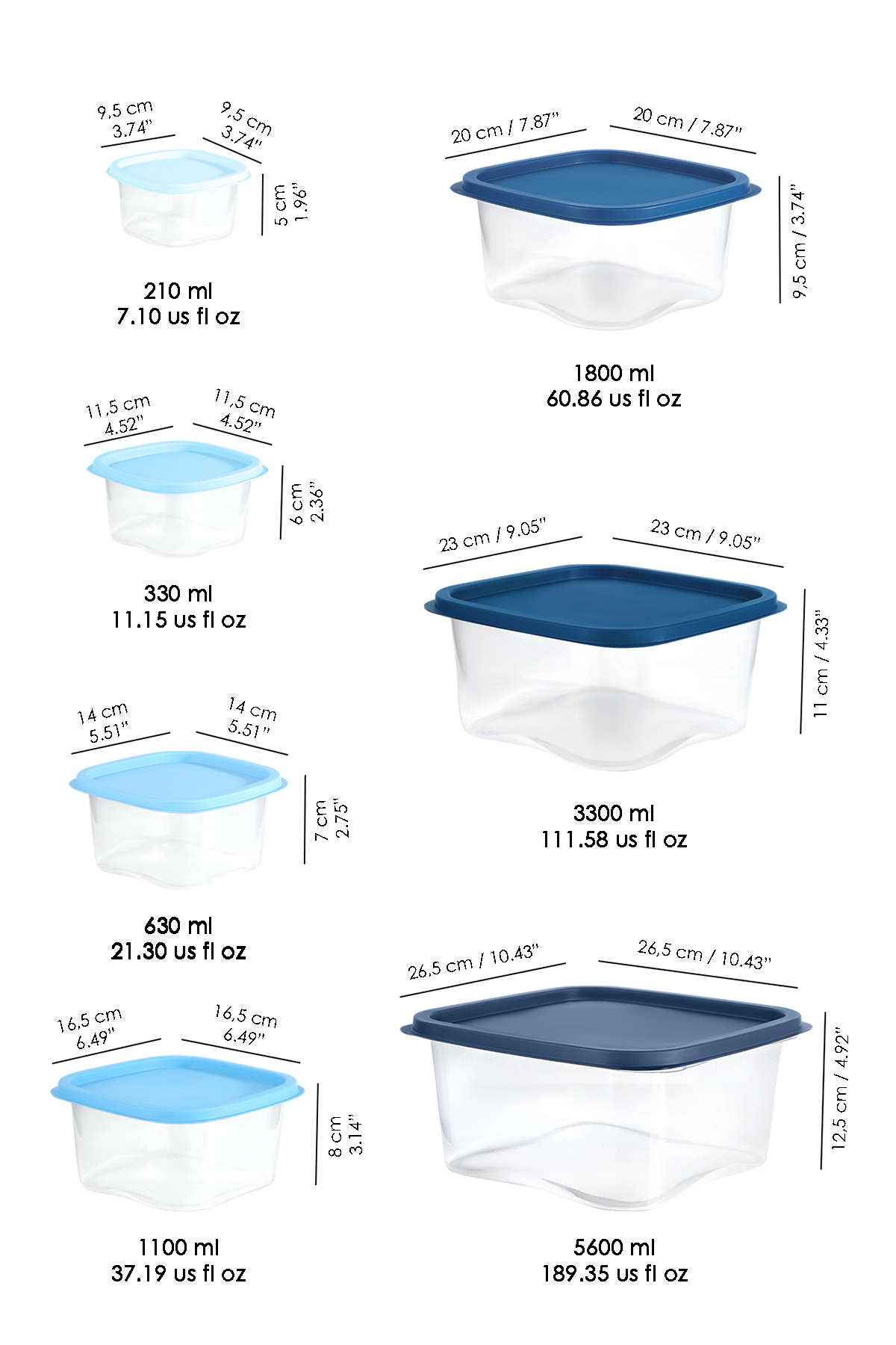 Meleni Home 7'li Kare Erzak Gıda Saklama Kabı Seti - Mikrodalga ve