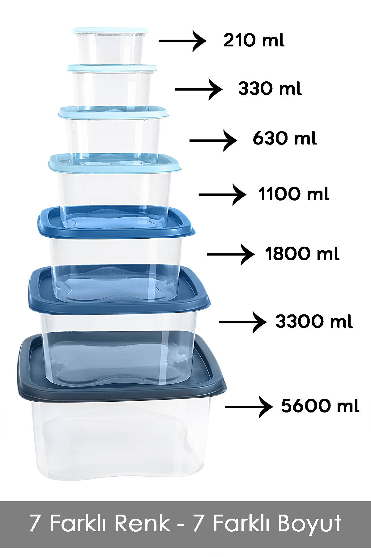 Meleni Home 7'li Kare Erzak Gıda Saklama Kabı Seti - Mikrodalga ve