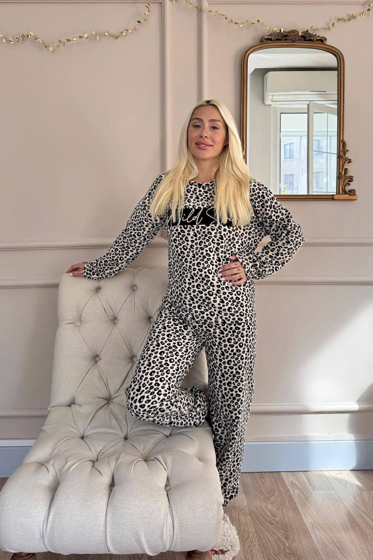 Pijamaevi-Braunes Wild Soul gemustertes Plüsch-Polar-Pyjama-Set 6