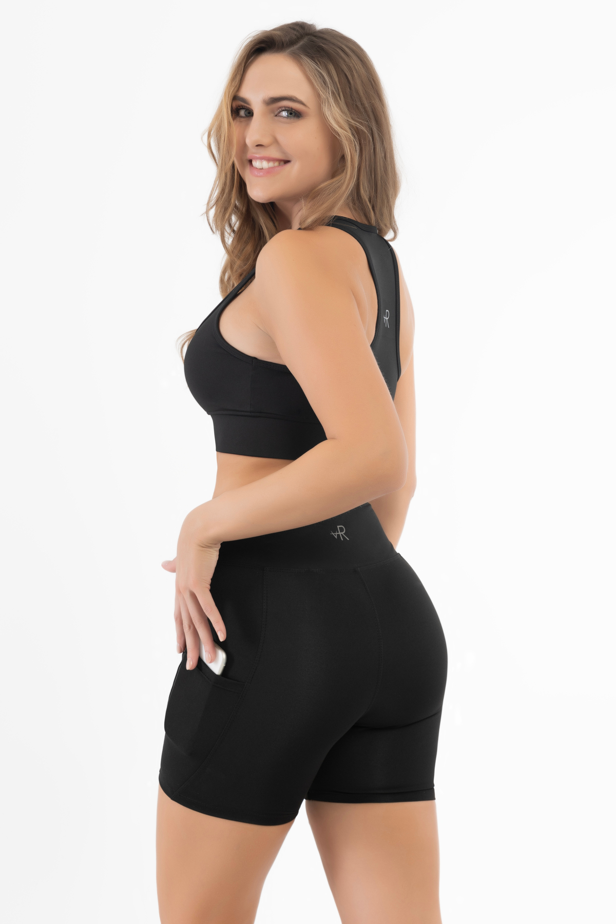 RULE ACTIVE Kadın Siyah Yüksek Bel Toparlayıcı Cepli Kısa Tayt Leggins Fitness Yürüyüş Yoga görsel 2