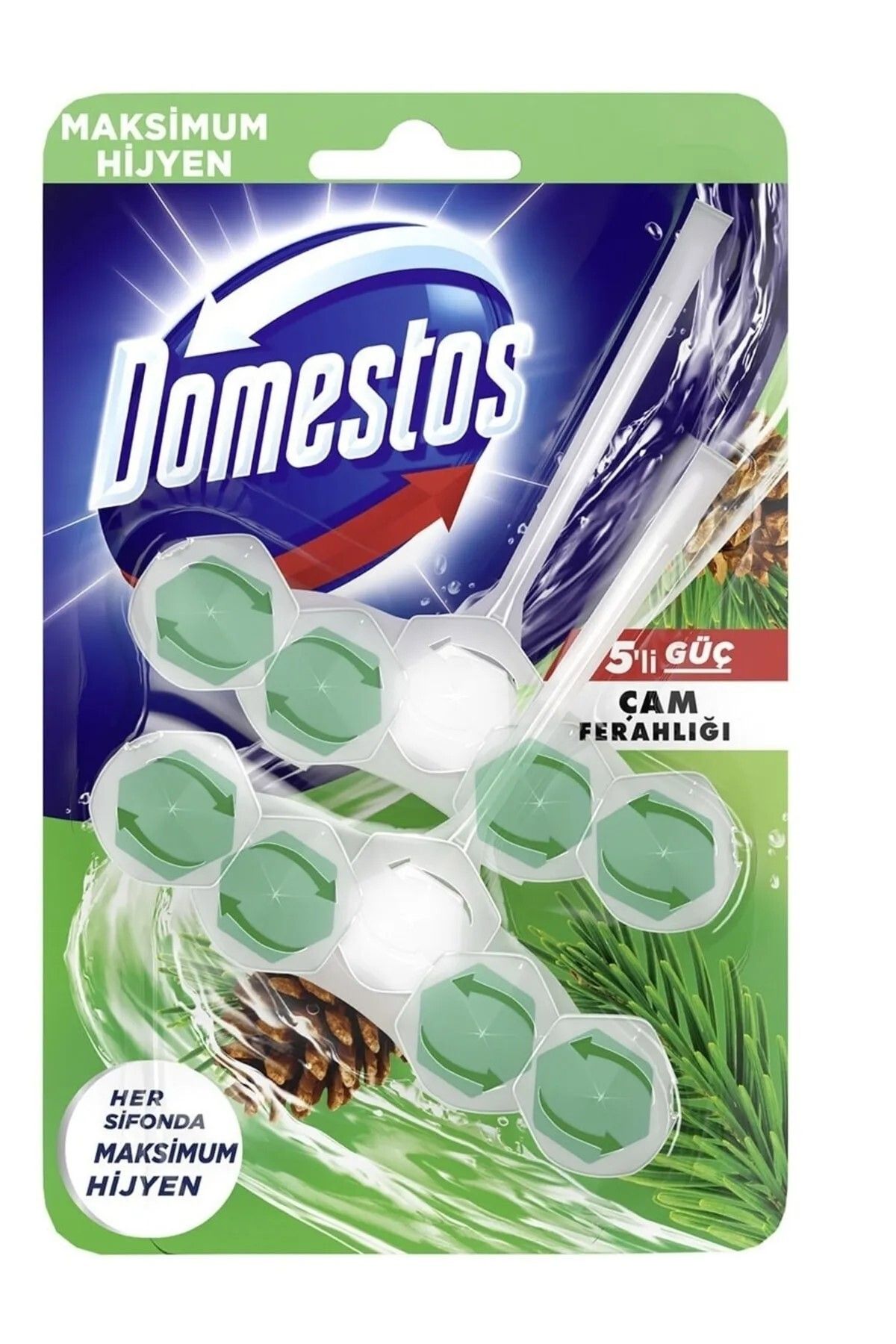 Domestos WC Blok 5'li Güç Çam Ferahlığı 2'li Paket