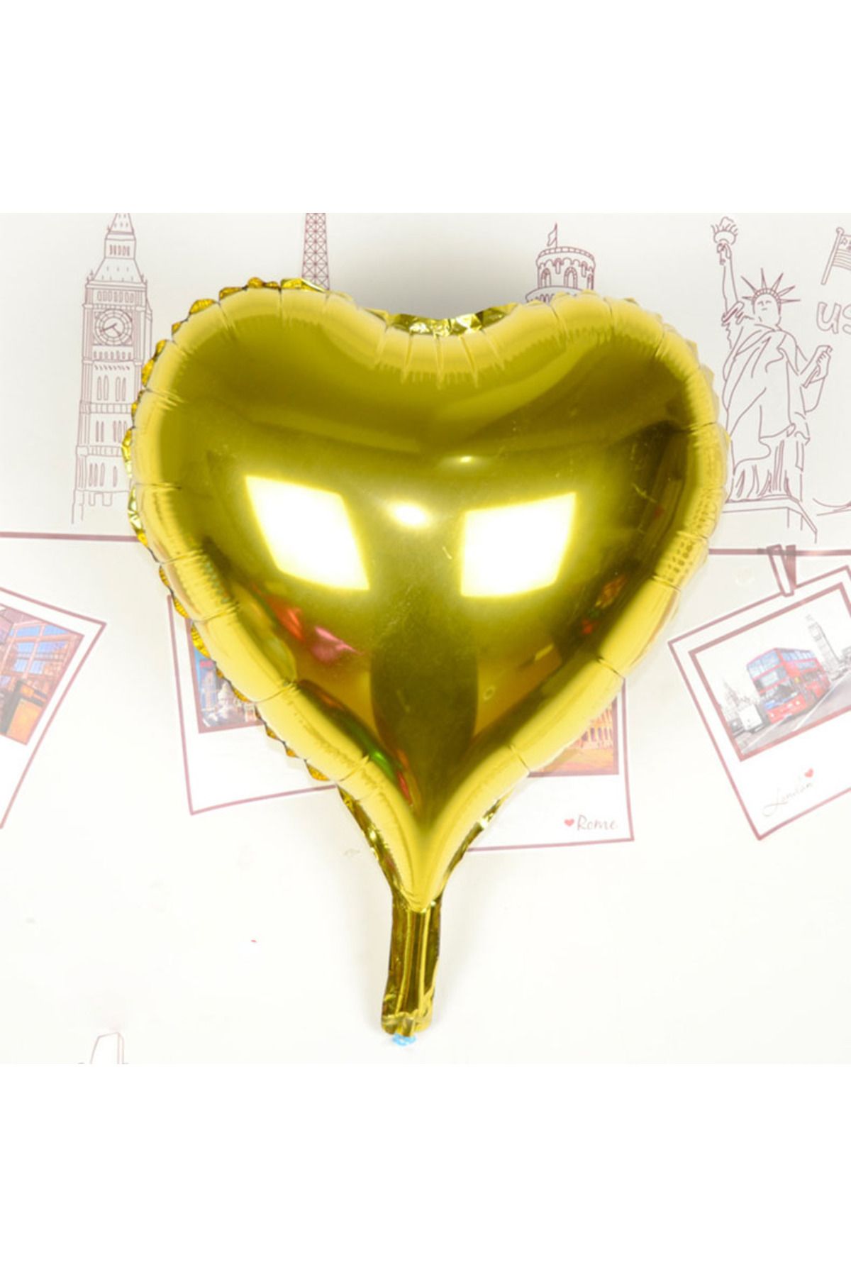 OEM Kalp Uçan Balon Folyo Sarı 80 cm 32 inç (5024)